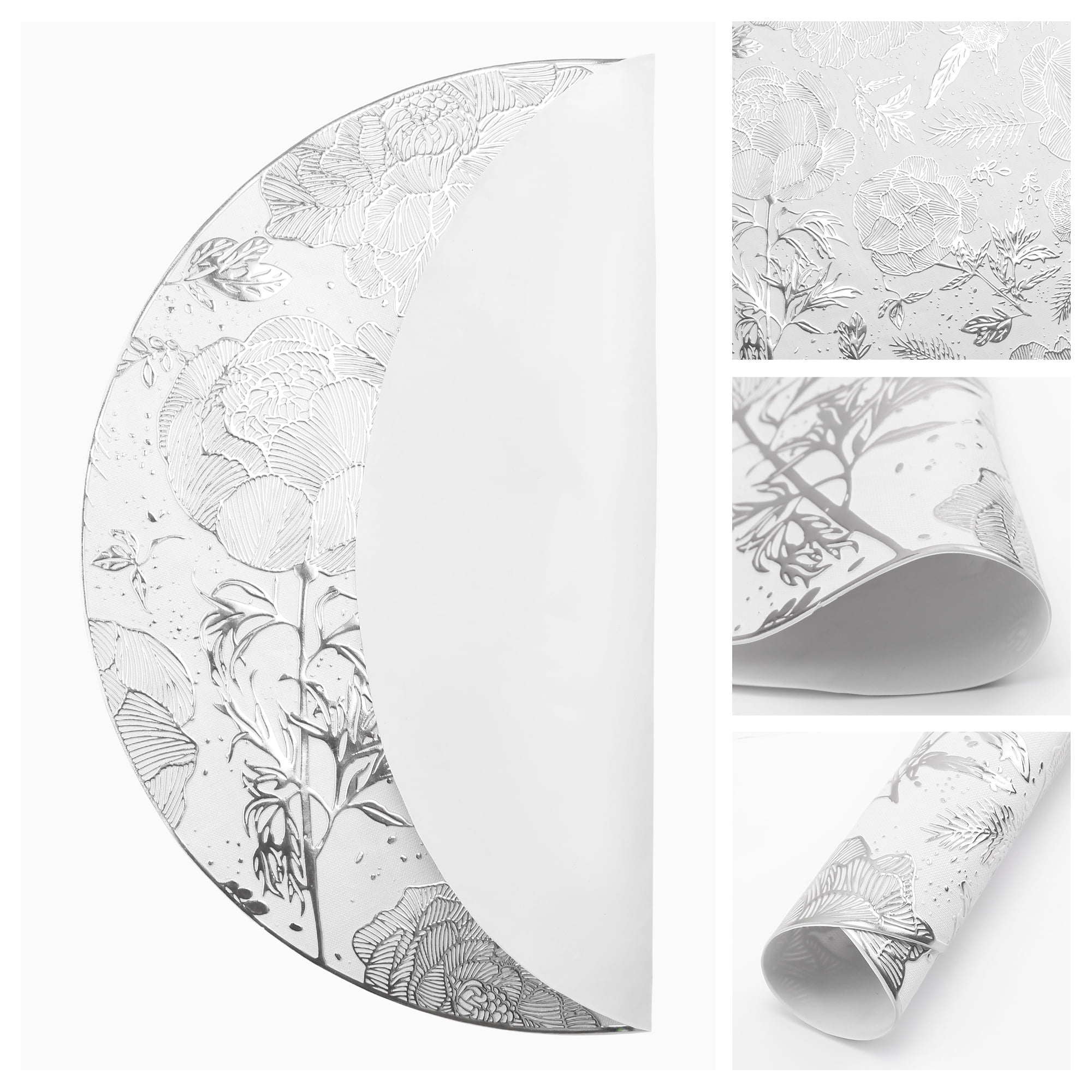 Unique Bargains Set of 6 Wipeable Plastic Placemats for Kitchen Dining Table Silver
