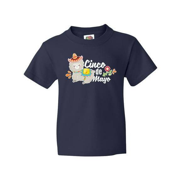 Inktastic Cinco De Mayo with Llama and Flower Youth T-Shirt