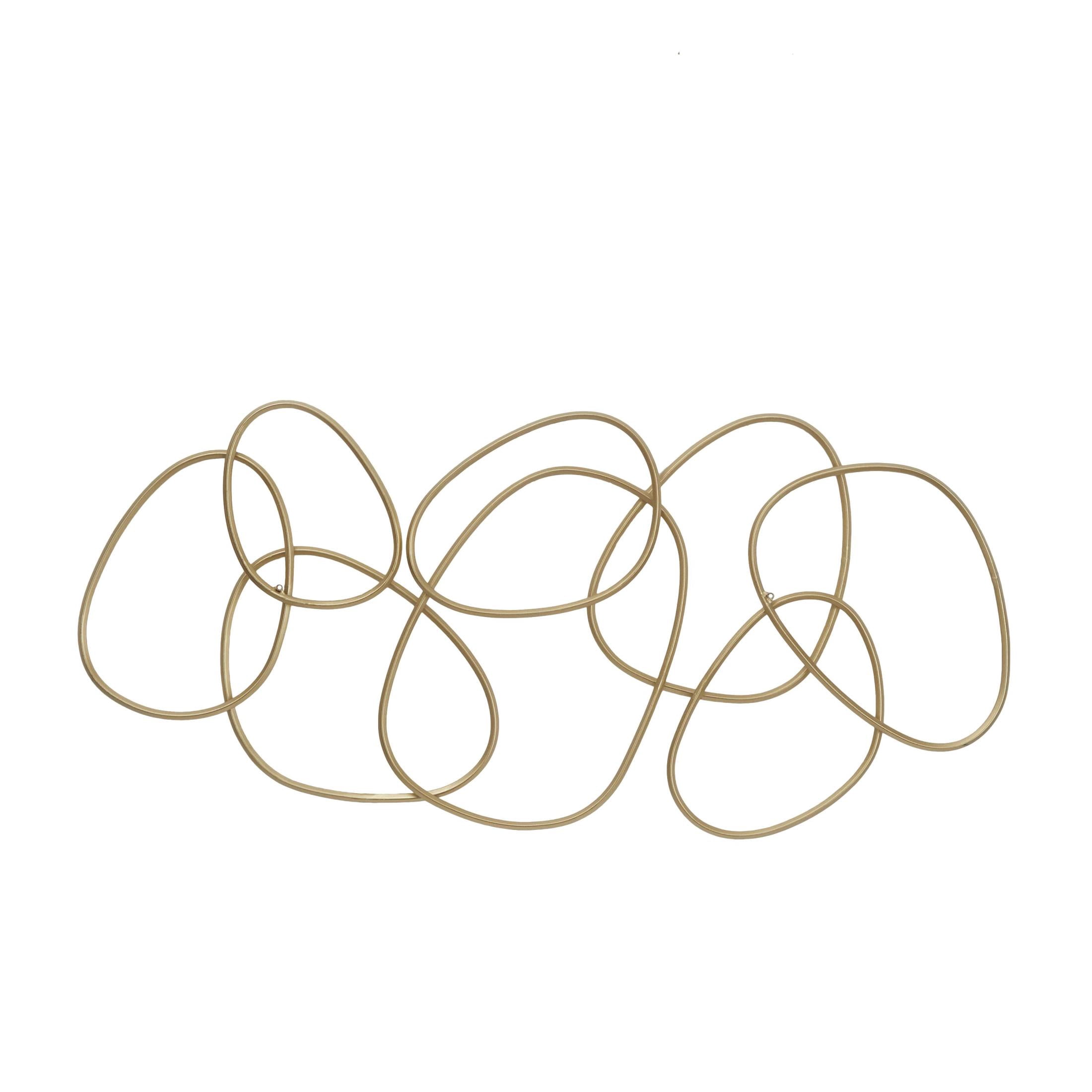 CosmoLiving by Cosmpolitan Contemporary Metal Round Abstract Design Wall Décor, 43"W x 22"H with Gold Polished Finish