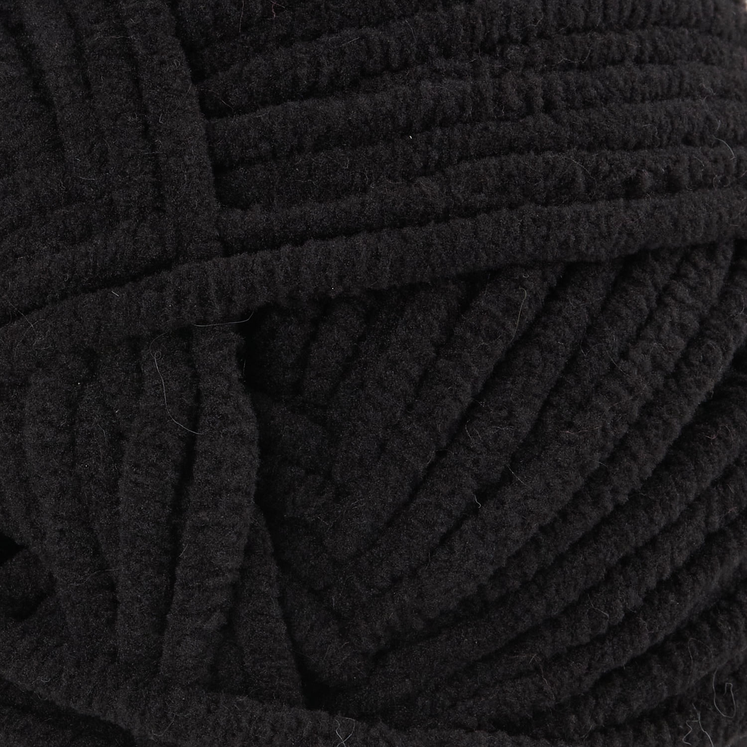 CBC Perfectly Posh Chenille Yarn for Knitting, Crocheting and Amigurumi - 2 Pack (7 oz / 200 g, 233 yards Each Skein), Black, Gauge 5 Bulky