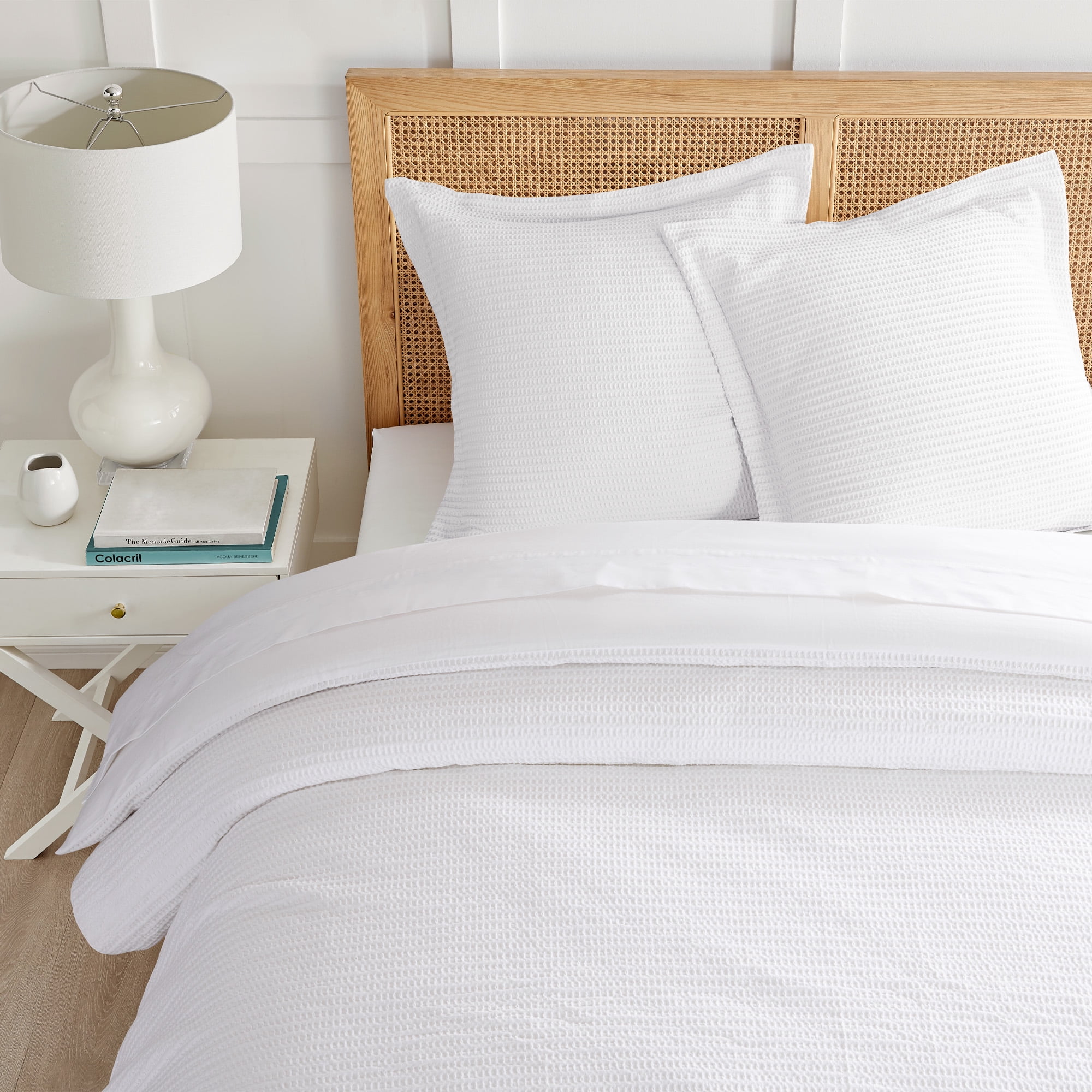 Levtex Home - Cloud Waffle Euro Shams - Waffle Weave - Bright White - Euro Sham Set of 2 (26 x 26in.)- Cotton