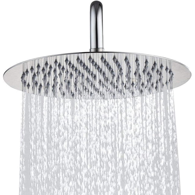 Cabezal de ducha de lluvia de lujo, efecto espejo de acero inoxidable pulido, diseño ultrafino, cobertura de alto flujo de 12", instalación rápida sin herramientas, brazo de extensión ajustable no