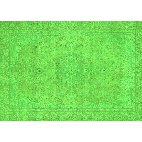 Ahgly Company Indoor Rectangle Abstract Green Modern Area Rugs, 4' x 6'