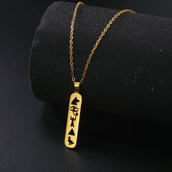 EUEAVAN Gold Egyptian Hieroglyphs Necklace Stainless Steel Eye of Horus Ancient Egypt Jewelry