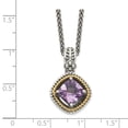 thumbnail image 2 of 925 Sterling Silver With Real 14kt Amethyst Necklace; 18 inch; Lobster Clasp; for Adults and Teens; for Women and Men, 2 of 2