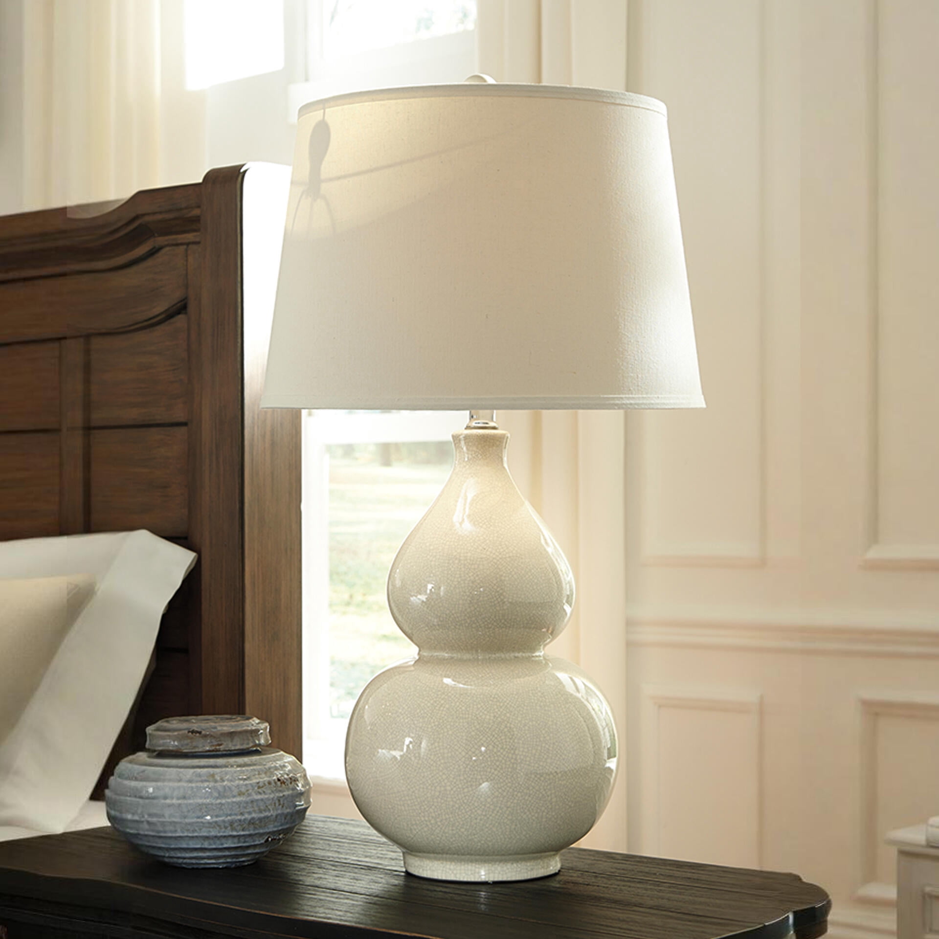 Signature Design by Ashley Contemporary Saffi Table Lamp  Cream
