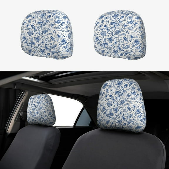 Headrest Covers for Cars Accessories Interior for Women Men 2Pcs - Cute Rabbit Flower Butterfly Rose Head Rest Cover for Car Decorations, Car Headrest Cover for Car Decor Interior