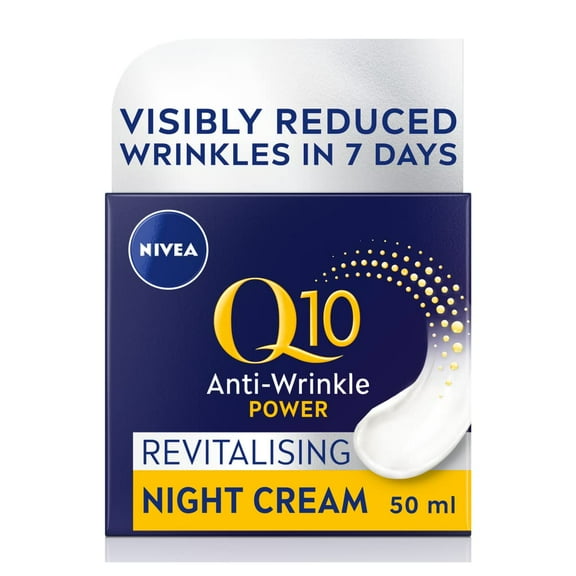 NIVEA Q10 Power Anti-Wrinkle Firming Night Cream (50 ml), Anti Ageing Cream Creatine and Q10, Nightly Moisturiser for Women, Reduce Appearance of Wrinkles