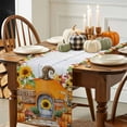 thumbnail image 3 of ERUNPONLY Fall Orange Pumpkins Table Runner - 60 Inch Long Thanksgiving Sunflowers Country Wooden Cotton Linen Blended Dress Scarves Farmhouse Table Runner for Kitchen Dining, Coffee Table, 13" x 60", 3 of 8