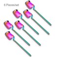 thumbnail image 4 of Cucharas de café Postre de acero inoxidable Postre de chocolate Colgante Handle Largo Cucharas Cucharadas Inicio Restaurante Cuchara Accesorios Coloridos 6 paquetes AweSitey HA059627-04, 4 of 7
