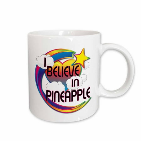 

3dRose I Believe In Pineapple Cute Believer Design Ceramic Mug 15-ounce
