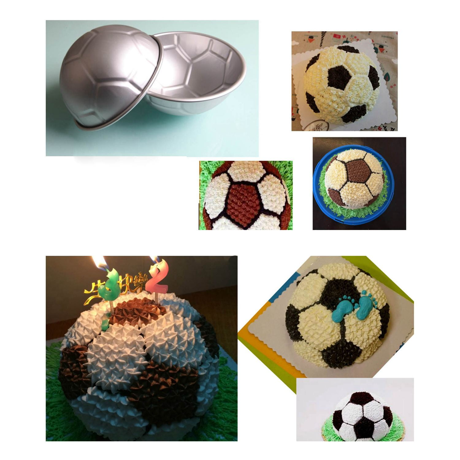 3D Soccer Ball Aluminum Baking Pan Half A Piece 8CM Football Cake Mold  Aluminum Round Cake Mold Small Pastry Bread Mold Jelly - AliExpress