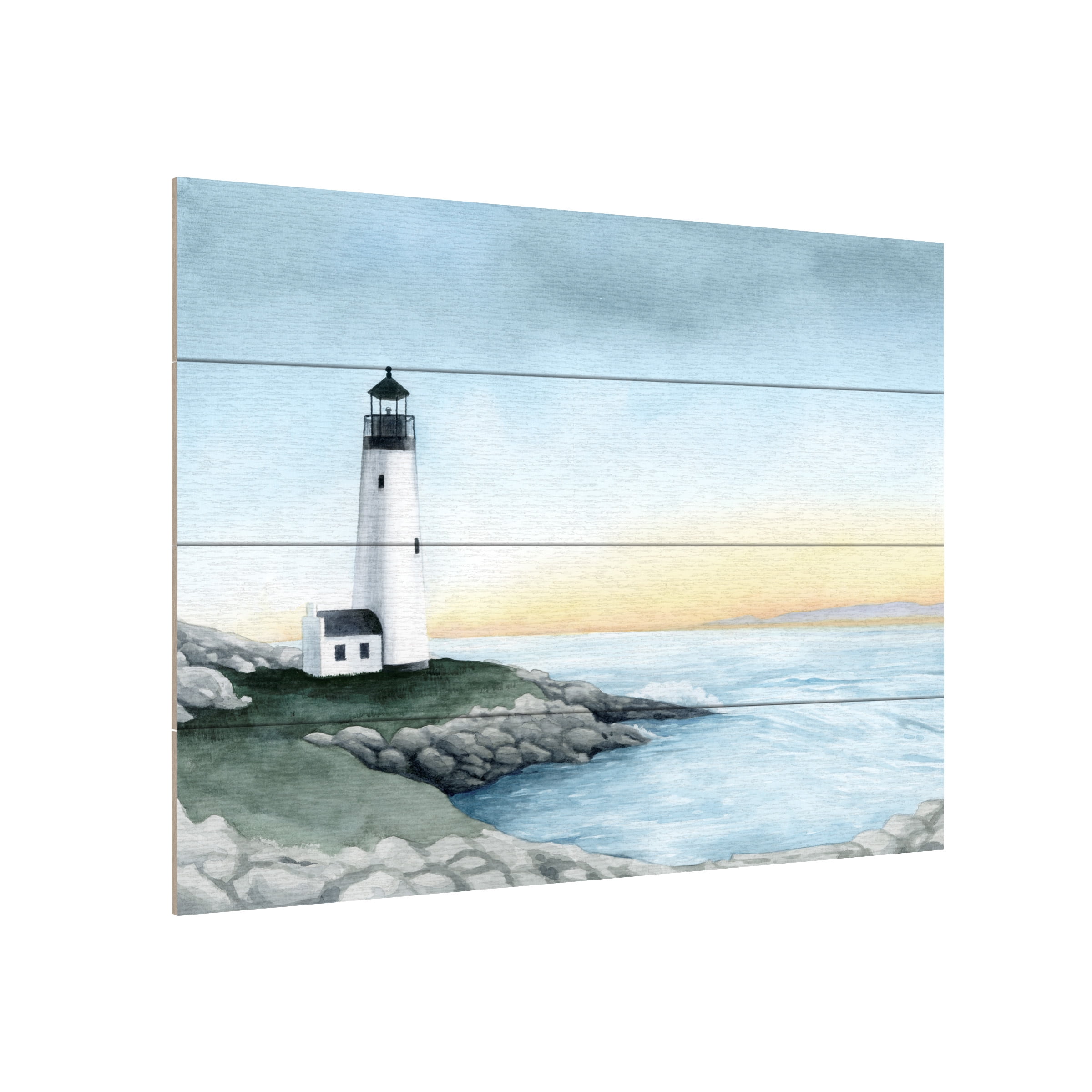 Grace Popp 'Lighthouse Bay I' Wood Slat Art 12x16