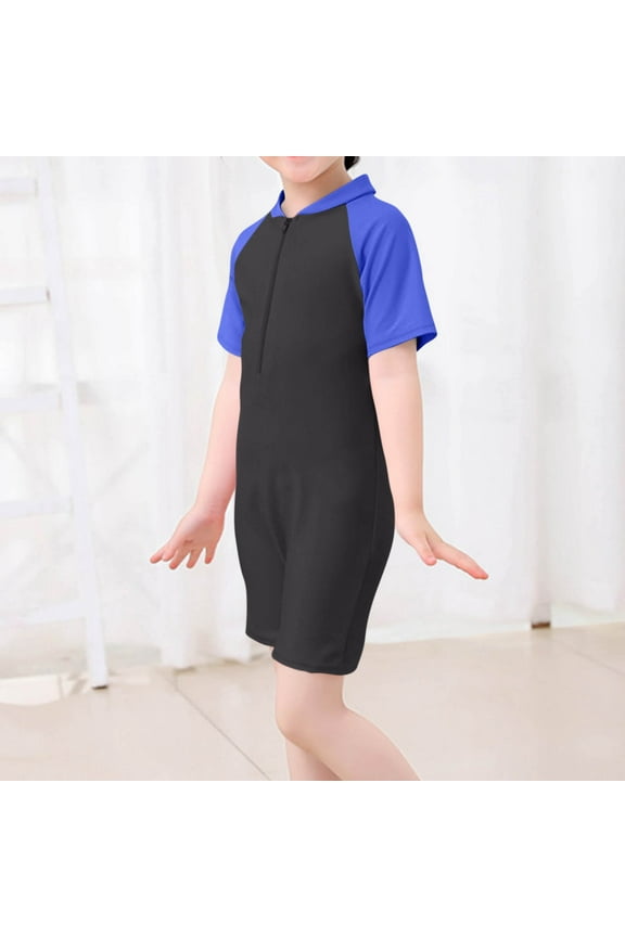 Mikilon Boys and Girls Short Sleeve One Piece Rash Guard Swimsuit Water Sport UPF 50+ Sun Protection Bathing Suits (1-7 Years)