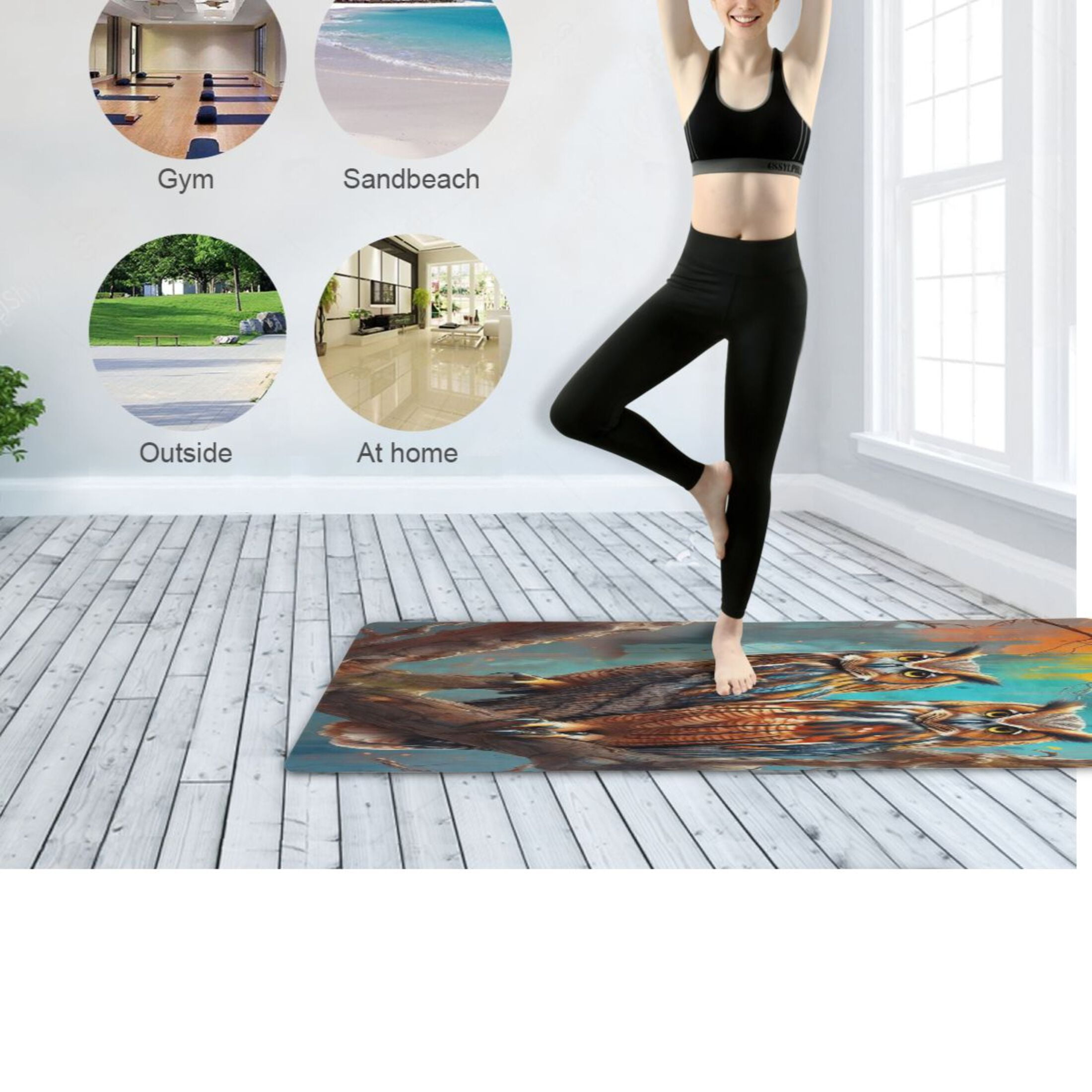 BZSMCE Yoga Mat Women Fitness Mat Wise Owls in The Autumn Pattern