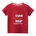thumbnail image 2 of Edvintorg Valentine's Day Shirts For Kids Girls Clearance Fashion Cute Solid Color Round Neck Letter Print Short Sleeve Cotton Tops Summer T Shirts For Boys, 2 of 5