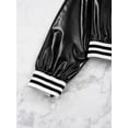 thumbnail image 3 of Linjinx Girls Boys Sequined Metallic Bomber Jacket Zip Up Coat Outerwear for Hip Hop Jazz Sports Black 8, 3 of 8
