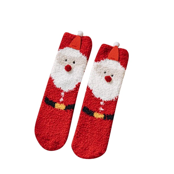 Calcetines de mujer con estampado navideño retro, gruesos, cálidos y esponjosos, de poliéster.