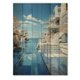 thumbnail image 3 of Designart "The Coastal Geometry of a Pier" Nautical & Beach Print on Natural Pine Wood, 3 of 5
