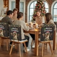 thumbnail image 5 of Christmas Cow Chair Covers Set of 1 Xmas Animal Bell Star Retro Brown Wood Grain Chair Back Covers Stretch Removable Washable Slipcovers Protector for Dining Room Kitchen Party Decor, 5 of 5