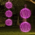 thumbnail image 6 of 12INCH Outdoor/Indoor LED Christmas Light Ball,Foldable Metal Sphere Lights, Connectable Waterproof 16 Modes with Timer, Hanging Tree Globe Lights for Holiday Christmas Decorations (PINK), 6 of 7