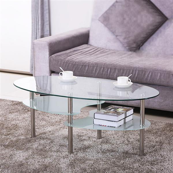 Chrome Finish Legs Tail Table, Glass End Tables For Living Room