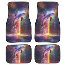 Renewold Dolphin Galaxy Colorful Rubber Car Floor Mats Auto Carpet Non-slip Durable Rubber Car Rugs Full Set Universal Fit for Most Vehicles Car Interior Decor, Set of 4