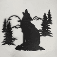 thumbnail image 2 of Art Deco Metal Wall Sculpture, Wolf and Forest Silhouette Design, Indoor Wall Decor, 2 of 5