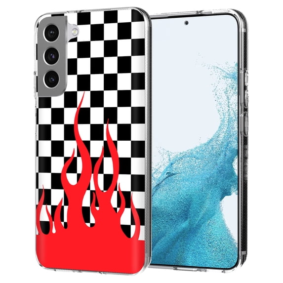 TalkingCase Thin Slim Case Compatible for Samsung Galaxy S22 5G, Checkers Flame Print, Lightweight, Flexible, Soft, USA
