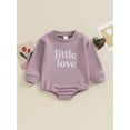 thumbnail image 2 of Bagilaanoe Newborn Baby Girl Boy Oversized Romper Sweatshirt Long Sleeve Bodysuits Letter Embroidery Pullover 3M 6M 12M 18M Infant Casual Tee Tops, 2 of 9