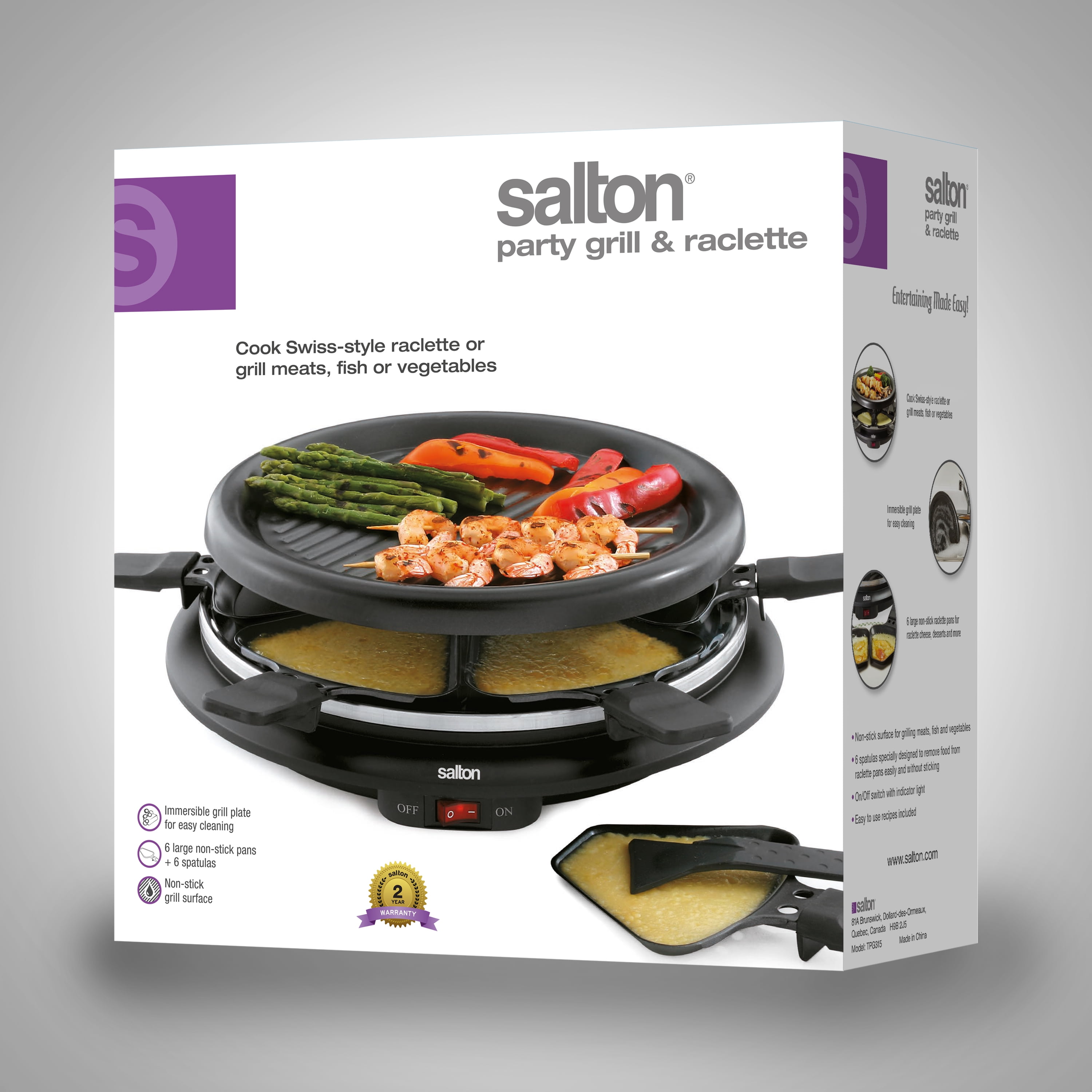 Salton Grill & Raclette 6 person, TPG315, Black - Walmart.com
