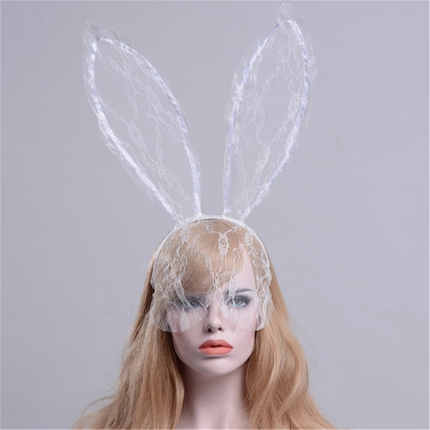 Diademas para mujer, diadema cuadrada de encaje transparente con orejas, ideal para fiestas de cosplay y disfraces de adultos.