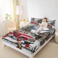 thumbnail image 4 of Manfei Red Farmhouse Truck Twin Sheet Sets, Winter Christmas Twin Fitted Sheet, Rustic Countryside Flat Sheet, Microfiber Bedroom Decor, 3 Pieces, 4 of 7