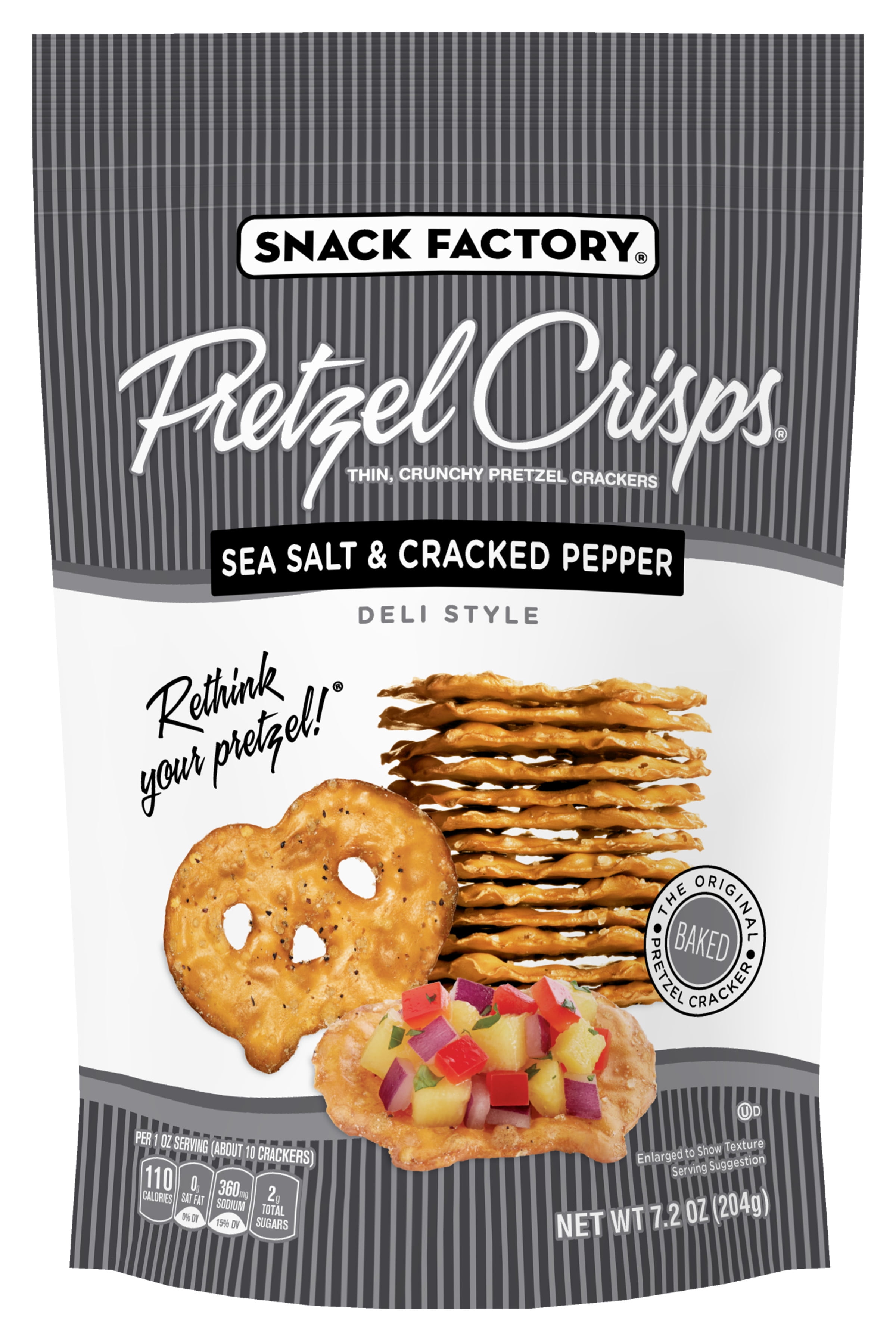 Snack Factory Pretzel Crisps Sea Salt & Cracked Pepper, 7.2 Oz