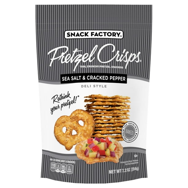 Snack Factory Pretzel Crisps Sea Salt & Cracked Pepper, 7.2 Oz