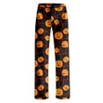 thumbnail image 4 of WTOBBY Women's Fashion Loose Halloween Print Casual Pants Home Sleep Pants without Drawstring Elastic Waist Comfy Straight Yoga Trousers for Lounge,Ginger 2XL, 4 of 7