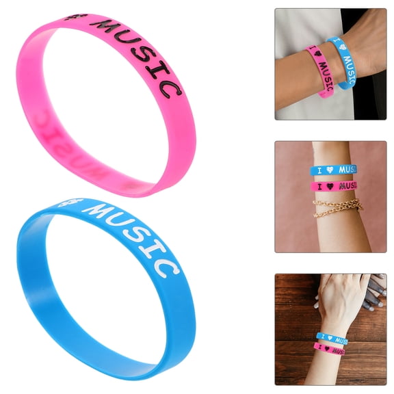 Masteelf 12pcs I Love Music Bracelets Colorful Silicone Wristbands Stretch Bands Music Party Favors for Music Festival Concert Accessories