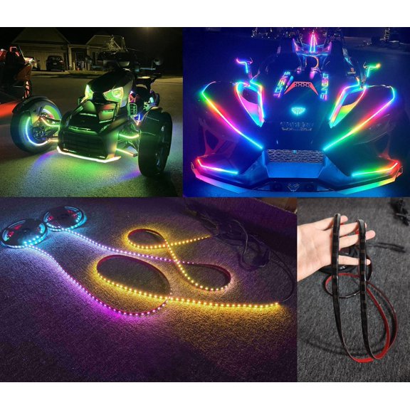 Tzvmnylighting Factory - Dream Color Chasing 16PCS 5FT 60" 1.4Meters Dream Color CHASING Light Strips For  Grill Underglow Fit For Slingshot Polaris Bluetooth  Remote Waterproof IP65