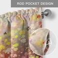 thumbnail image 5 of Spring Flowers Valances for Windows Chrysanthemum Oil Painting Gradient Gold Rod Pocket Curtain Valance Window Treatment Short Curtains for Kitchen Living Room, 60"x14", 5 of 9