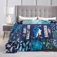 thumbnail image 5 of Shark Blanket Blue Sharks Throw Blanket Cartoon Ocean Animal Print Stuff Plush Blanket Fleece Fuzzy Gifts for Girls Boys Super Soft Warm Cozy Flannel for Couch Bed Sofa for KidsTeens Adults 50"x40", 5 of 6