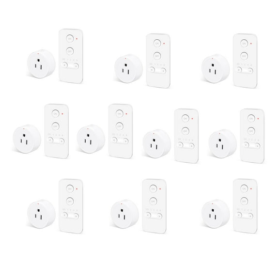 NineLeaf Remote Control Outlet, Wireless Remote Control Electrical Outlet Switch with Countdown Function For Lights, Fans, Christmas Lights, Small Appliance, 15A/1500W, Up to 500ft Range, 10Set
