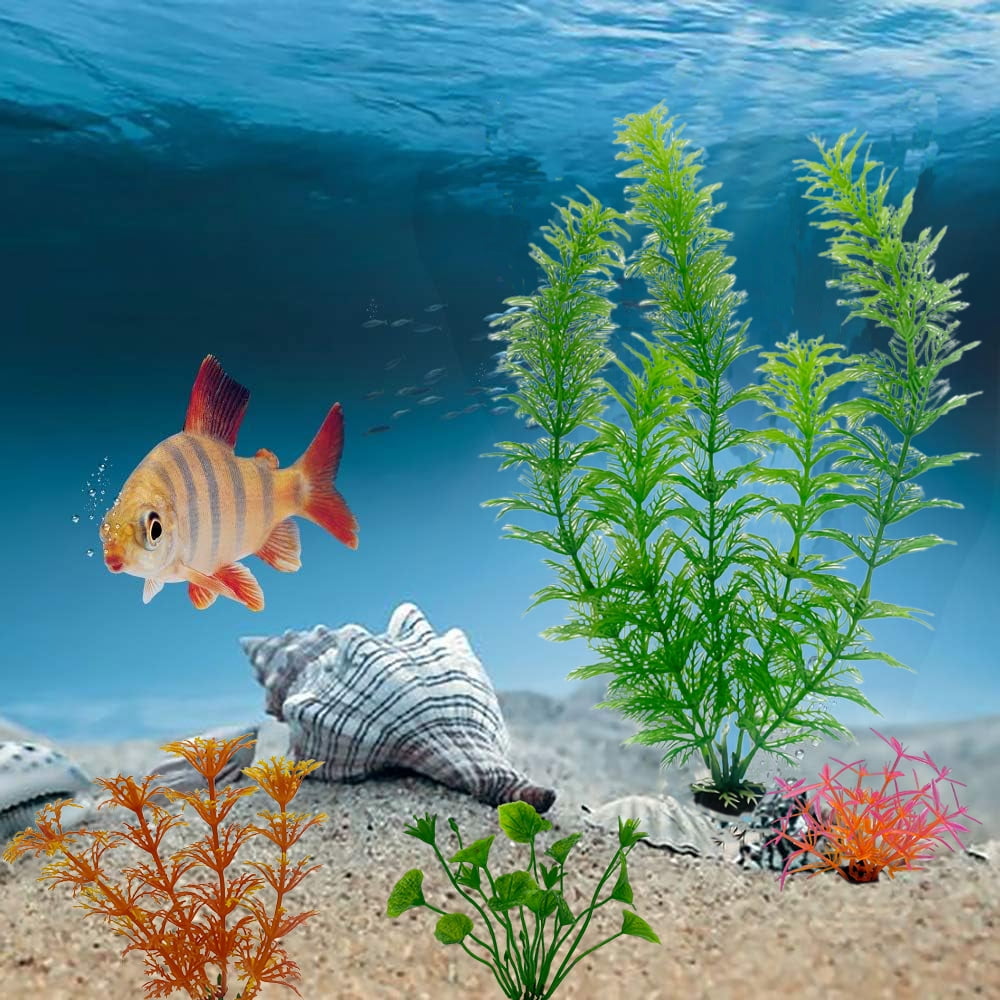 XKDOUS Fish Tank Decorations Plants, 11pcs Aquarium Decorations Plants, Fish Aquarium Decor Artificial Plant, Fish Aquarium Accessories