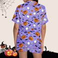 thumbnail image 6 of MVRLSH Womens Pajama Sets for Women 2 Piece Halloween Pumpkin Print Button Short Sleeve Shirt And Short Plus Size Cute wear Soft Sleepwear Lounge Set Purple - L, 6 of 7