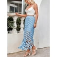 thumbnail image 3 of Lace Patchwork Women's Hollow Out Maxi Skirts High Waisted Boho Fringe Hem Long Skirt, 3 of 6