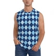 thumbnail image 1 of Balery Blue Squares Camisetas sin mangas para hombre, absorbe la humedad y protege contra el mal olor.-Medium, 1 of 7