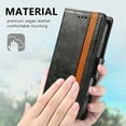 thumbnail image 5 of Ancove for iPhone 15 Pro Wallet Case,Business Stitching Pattern PU Leather [RFID Blocking] Credit Card Slots Kickstand Shockproof Magnetic Flip Cover Case ,Black, 5 of 7