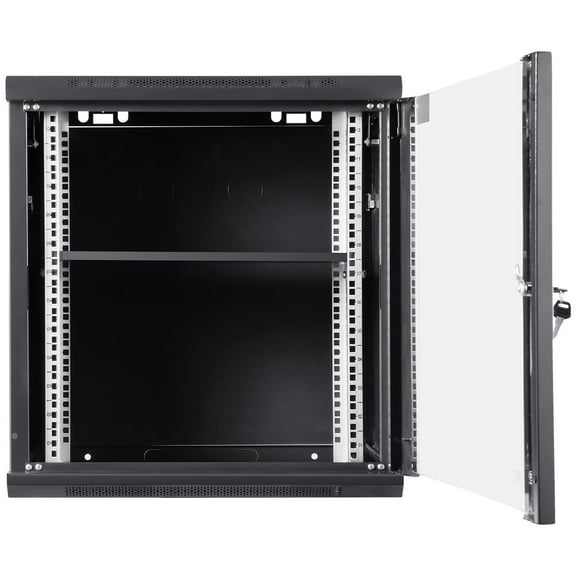 12U Wall Mount Server Rack Cabinet, 15.5 Inch Deep, IT & AV Equipment Enclosure with Locking Glass Door & Side Panels, 200 lbs Max Load Capacity, for Network and Audio Video Devices
