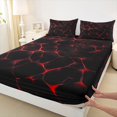thumbnail image 5 of Castle Fairy Abstract Crack Texture King Sheets 4pcs,Minimalist Luminous Vein Bedding,Black Red,1 Flat Sheet, 1 Fitted Sheet and 2 Pillowcases, 5 of 7