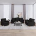thumbnail image 1 of vidaXL 3 Piece Sofa Set with Cushions Black Fabric, 1 of 5