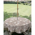 thumbnail image 2 of Outdoor Tablecloth with Umbrella Hole Zipper Country Brown Flowers Round Tablecloth 60" Waterproof Outside Table Cloth Vintage Leaves Plants Floral Rustic Patio Table Cover Tablecloths for Picnic, 2 of 8